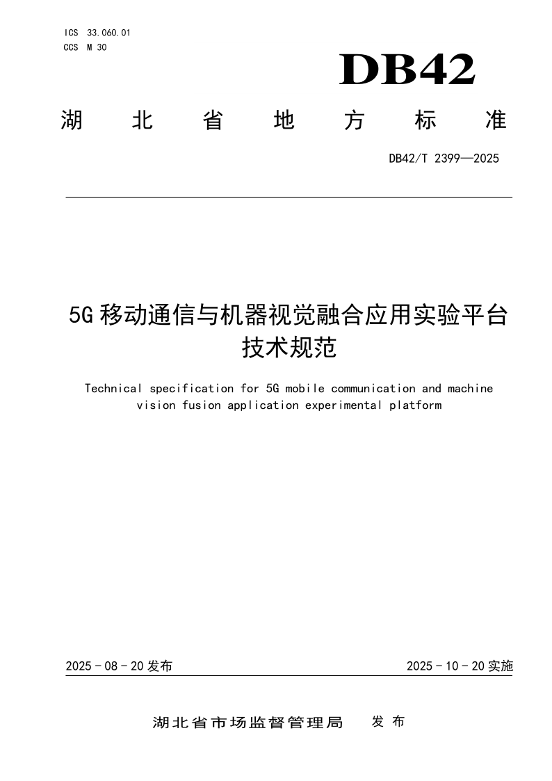 DB42/T 2399-2025 5G移动通信与机器视觉融合应用实验平台技术规范