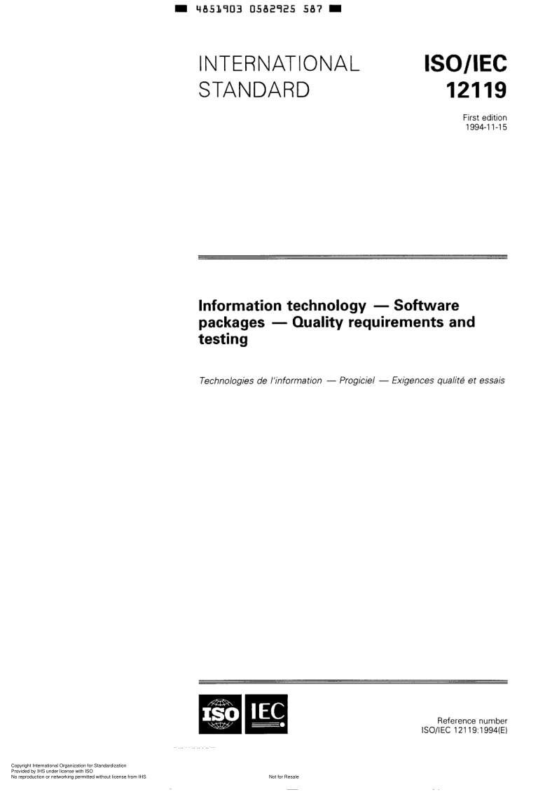 ISO/IEC 12119-1994 信息技术 软件包 质量要求和测试