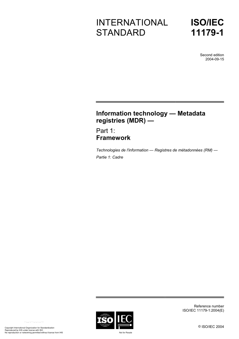 ISO/IEC 11179-1-2004 信息技术.元数据的注册(MDR).第1部分:框架